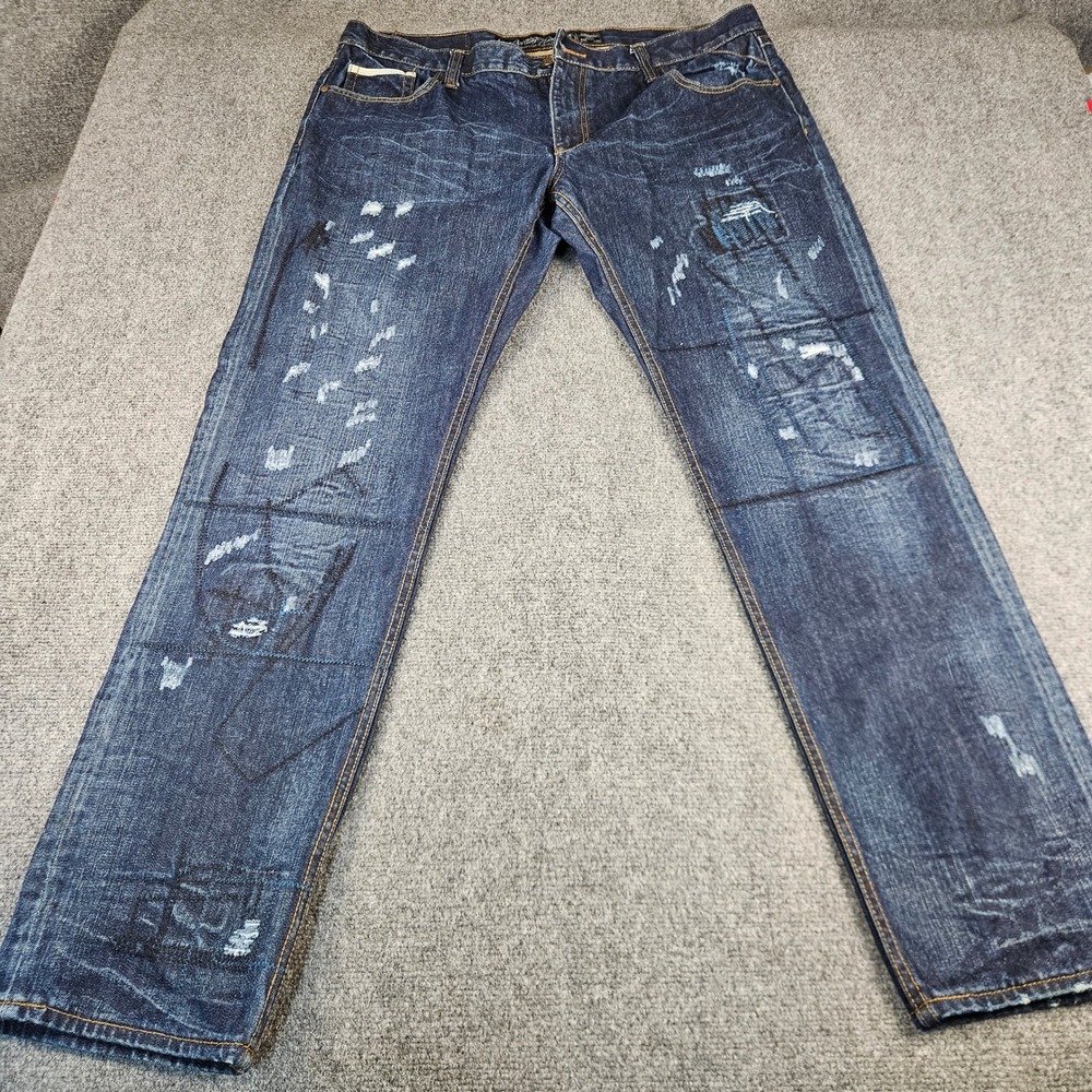 Heritage‎ by America 1776 Distressed Dark Wash Straight Leg Jeans Mens 42x34